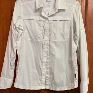 REI White Long Sleeve UPF35 Button-Up Shirt